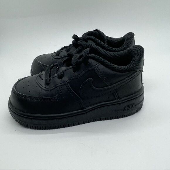 Nike Air Force 1 black kids shoes infant toddler size 6C lace 6 C basketball - Picture 4 of 8